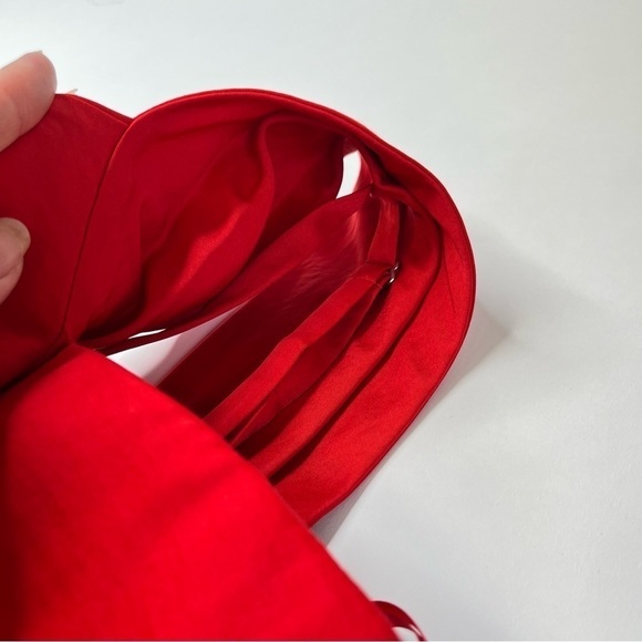 Bcbgmaxazria Palais Red Bow Pleated One Shoulder Sexy Silky Crepe Mini Dress - Picture 7 of 15